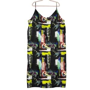 Collusion Abstract Print Slip Dress | Size US 20 Plus | Midi Y2K Graphic